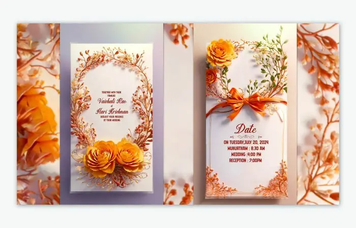 Classic 3D Floral Wedding Invitation E-Card Instagram Story